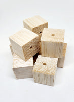 Balsa Natural 1" x 1" x 1" with 5/32" Hole (12)