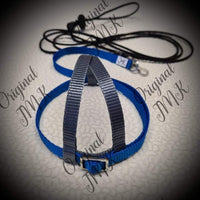 JMK Harness & Leash - Small (190g - 425g) - Color: Grey & Dark Blue