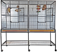 A & E Cages - 6421 Black - Double Flight Cage with Divider